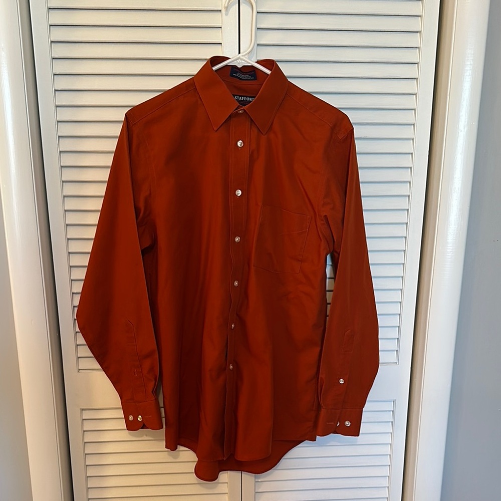 Stafford Men's Rust Button-Up Shirt